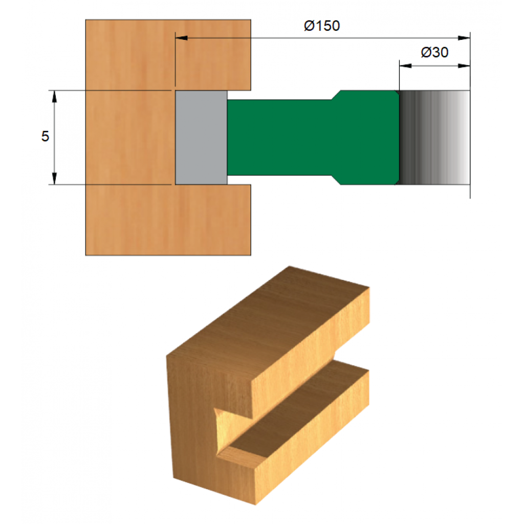 Fresa para Ranhura Ø150  x 5 x 30 – 6 Dentes - Cód. 1800.20